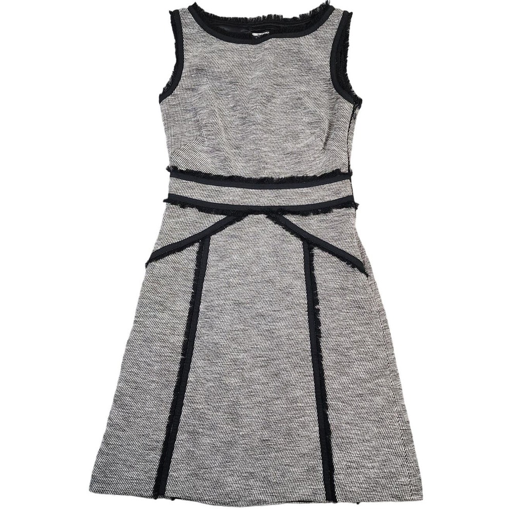 Adolfo‎ Dominguez Gray & Black Sleeveless Boat Neck Shift Dress Sz 34/US 4